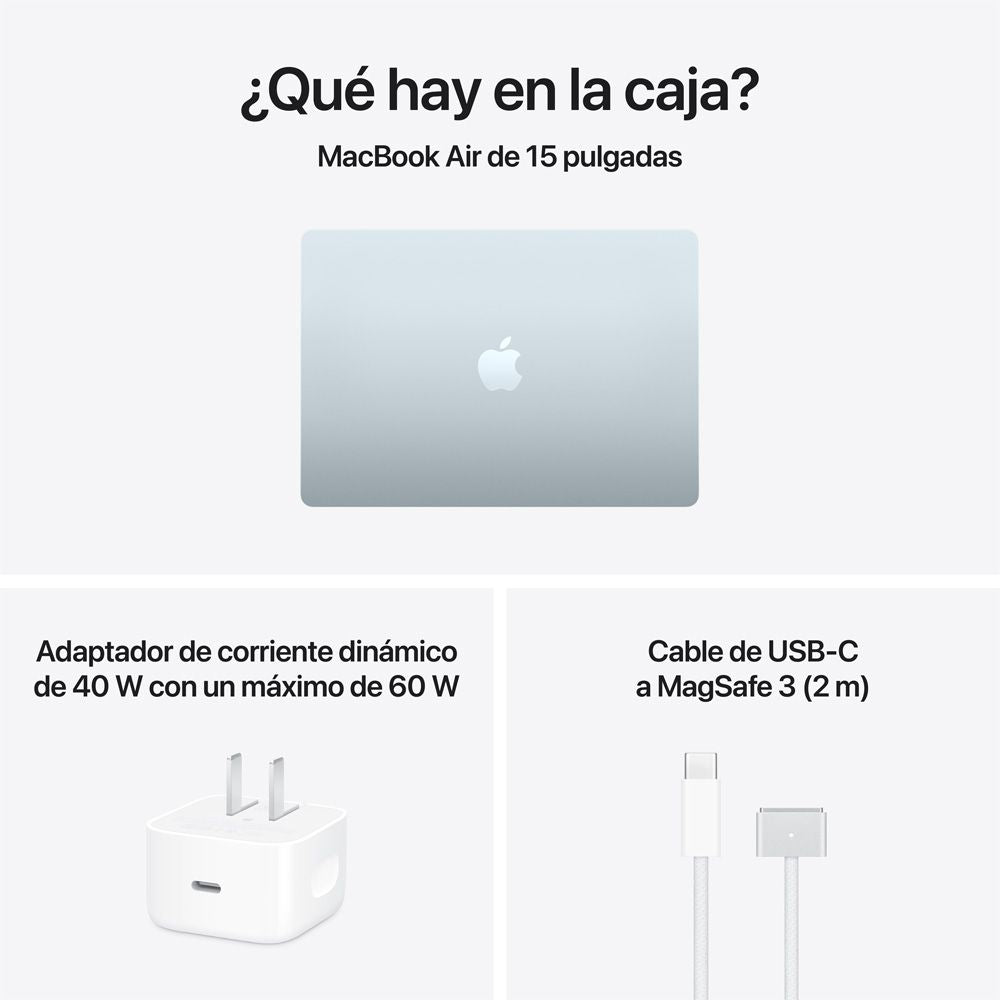 MacBook Air de 15 pulgadas: Chip M5 de Apple con CPU de 10 núcleos y GPU de 10 núcleos, 512 GB SSD - Azul cielo