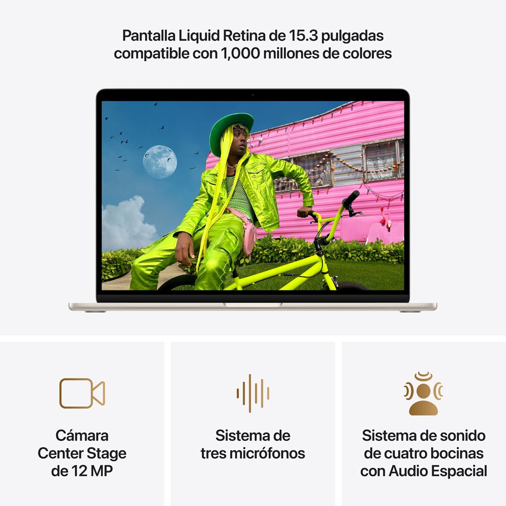 MacBook Air de 15 pulgadas: Chip M5 de Apple con CPU de 10 núcleos y GPU de 10 núcleos, 512 GB SSD - Blanco estelar