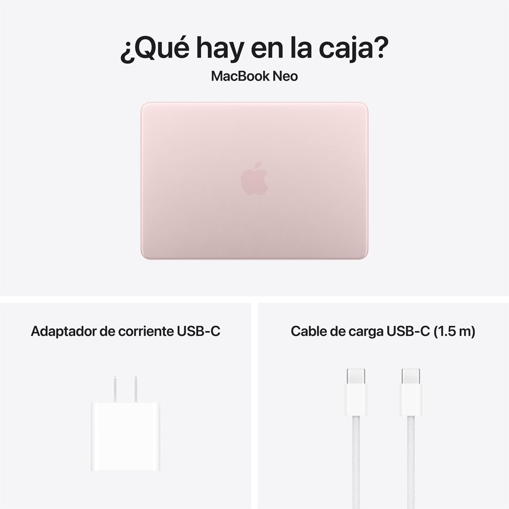 MacBook Neo de 13 pulgadas: Chip A18 Pro de Apple con CPU de 6 núcleos y GPU de 5 núcleos, Magic Keyboard, 256 GB SSD - Rosa rubor