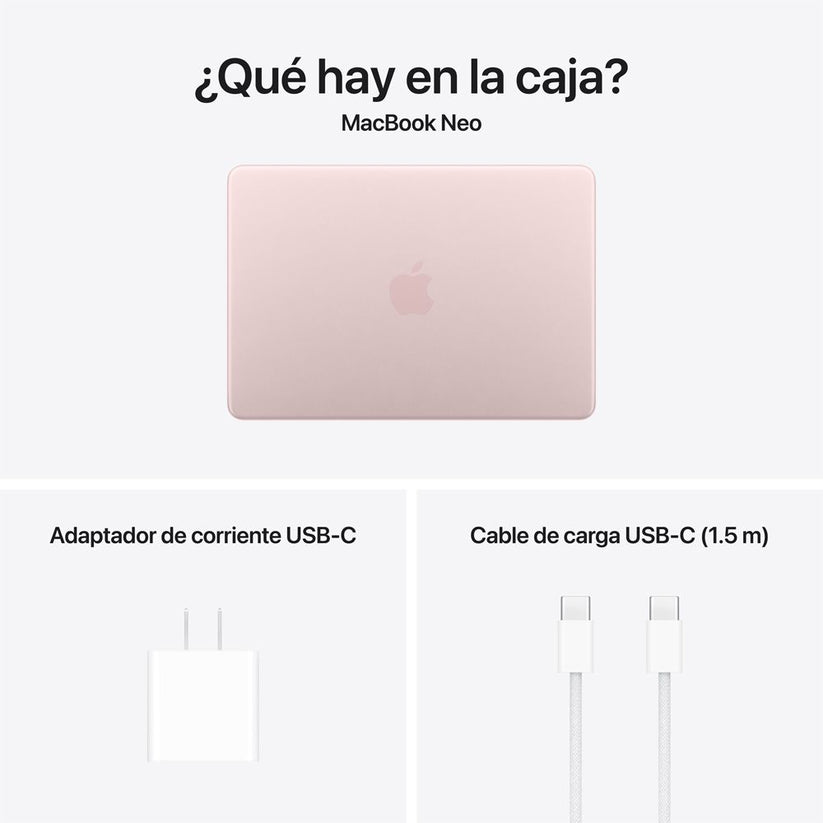 MacBook Neo de 13 pulgadas: Chip A18 Pro de Apple con CPU de 6 núcleos y GPU de 5 núcleos, Magic Keyboard, 256 GB SSD - Rosa rubor