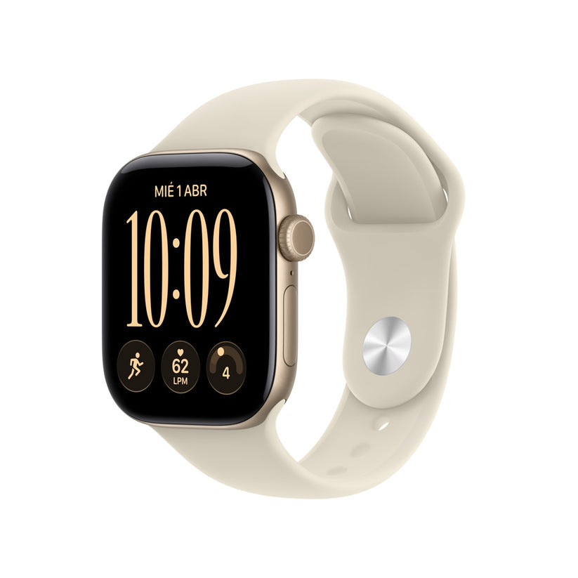 Apple Watch Series 12 GPS • Caja de aluminio color oro claro de 42 mm • Correa deportiva color arena – M/L