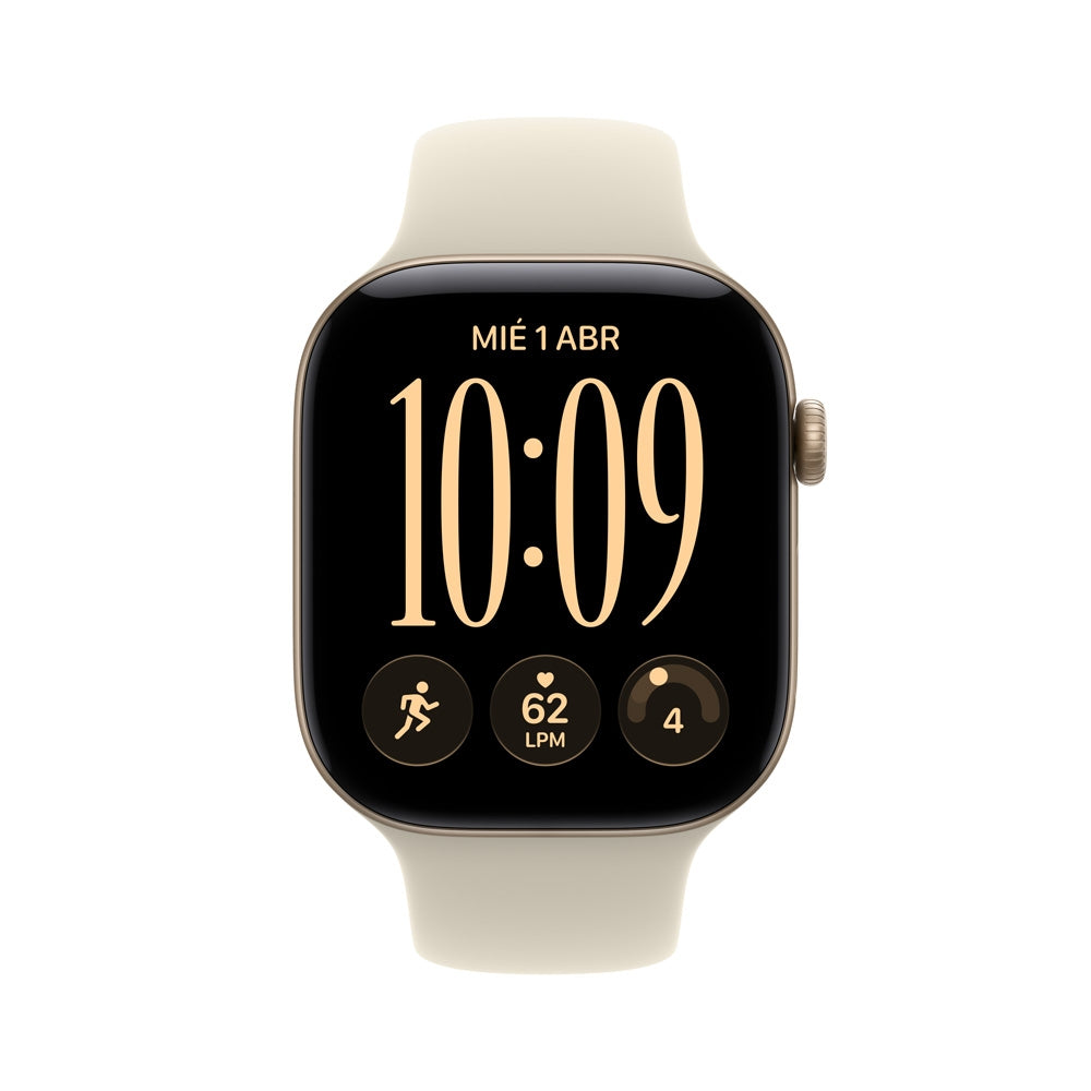 Apple Watch Series 12 GPS • Caja de aluminio color oro claro de 46 mm • Correa deportiva color arena – M/L