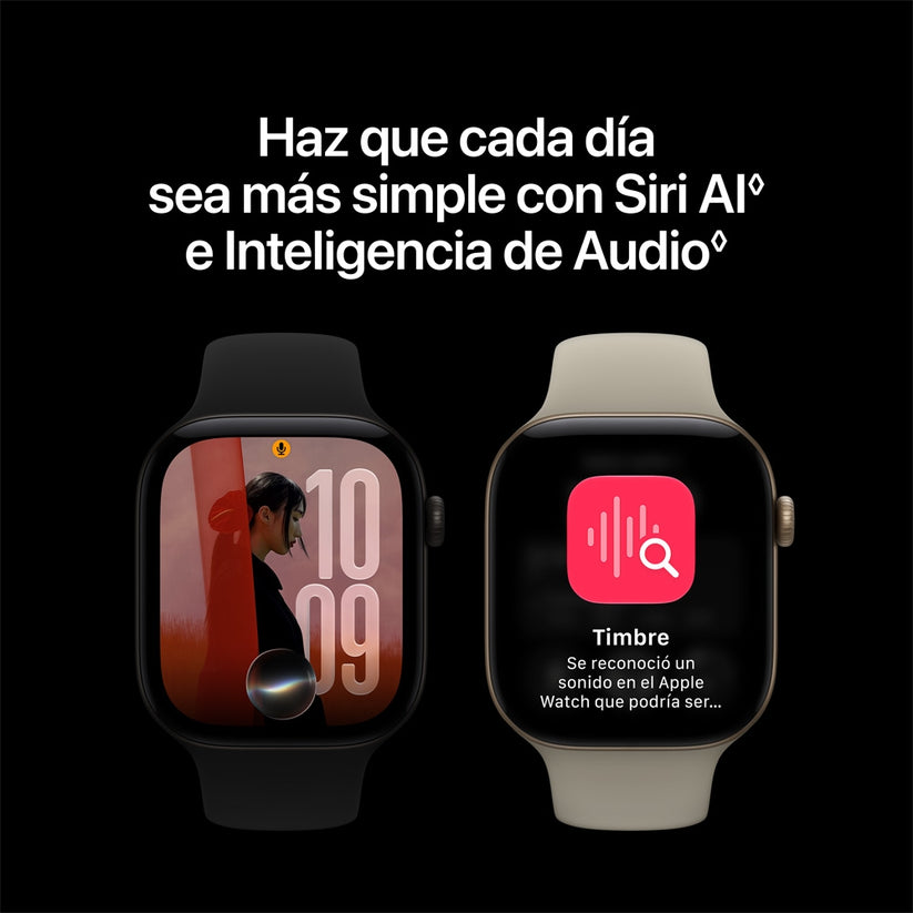 Apple Watch Series 12 GPS • Caja de aluminio color oro claro de 46 mm • Correa deportiva color arena – M/L