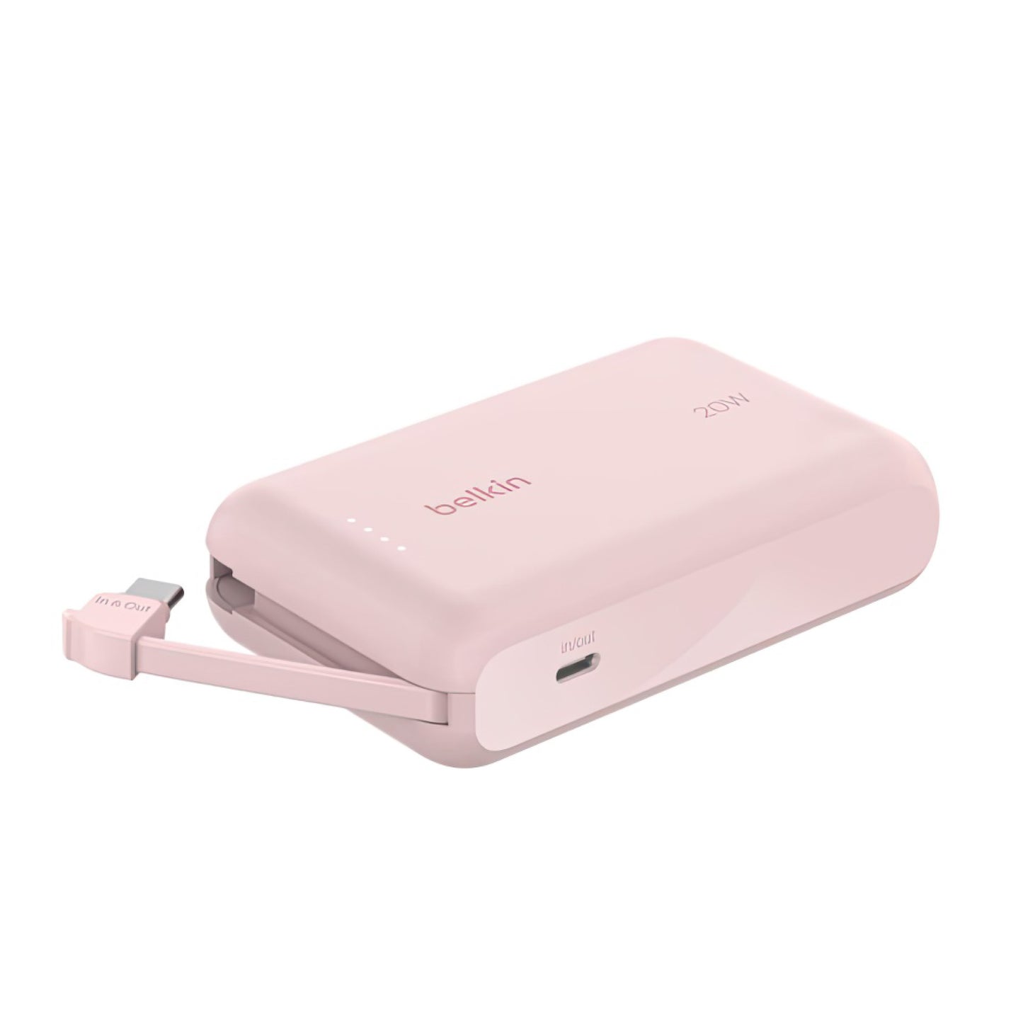 Batería Belkin portátil 10K con cable integrado - Rosado