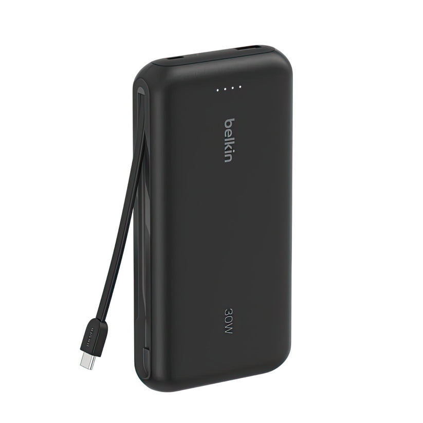 Batería Belkin portátil 20,000 mAh con cable integrado - Negro
