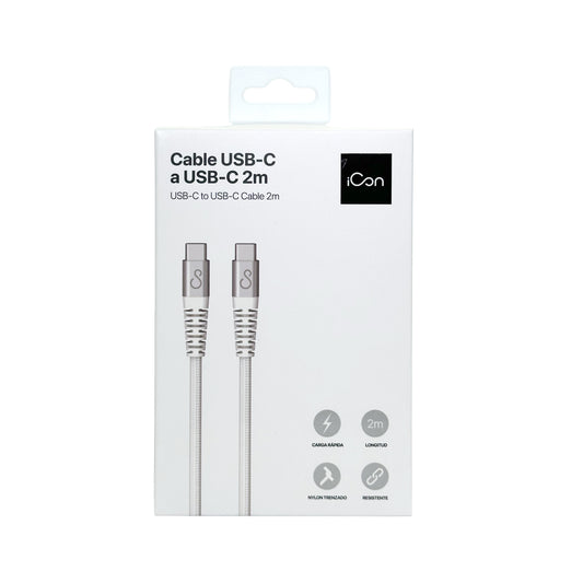 Cable iCon USB-C a USB-C 2m - Blanco