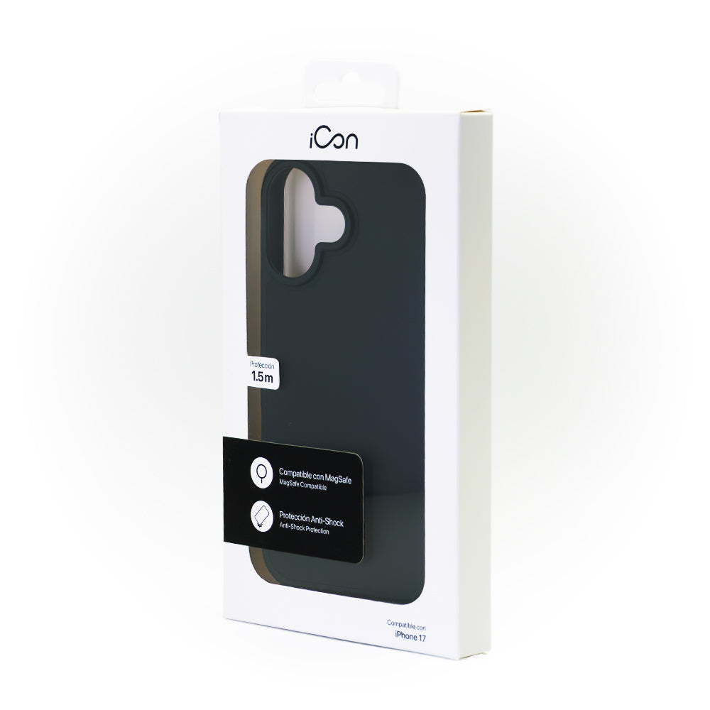 Estuche iCon Silicon con magsafe para iPhone 17 - Negro