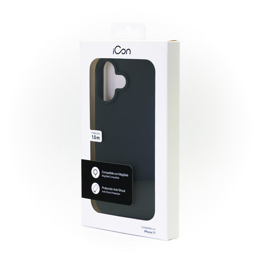 Estuche iCon Silicon con magsafe para iPhone 17 - Negro