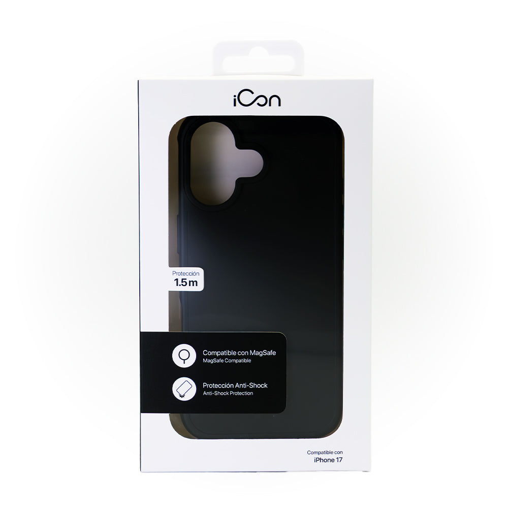 Estuche iCon Silicon con magsafe para iPhone 17 - Negro
