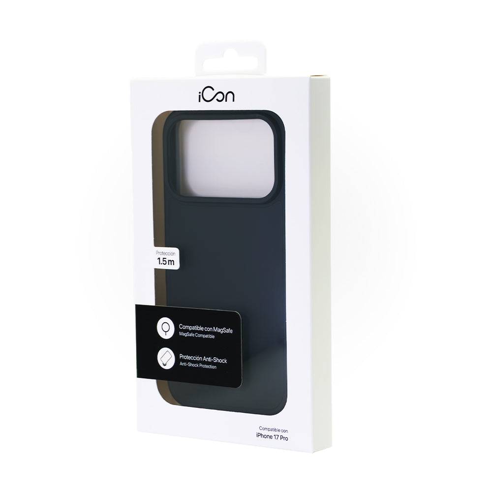 Estuche iCon Silicon con magsafe para iPhone 17 Pro - Negro