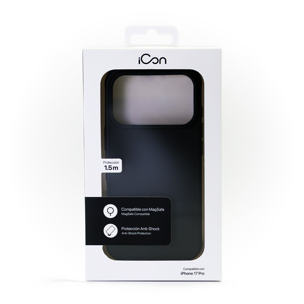 Estuche iCon Silicon con magsafe para iPhone 17 Pro - Negro