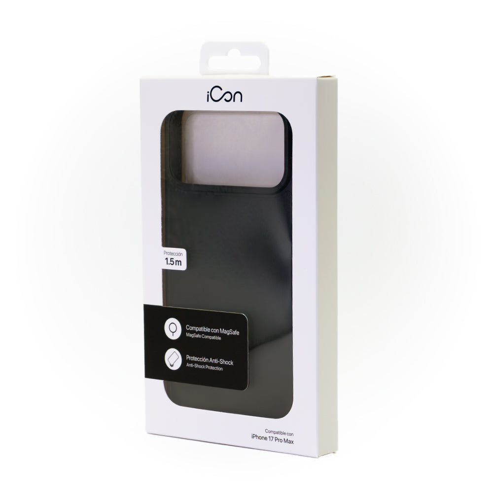 Estuche iCon Silicon con magsafe para iPhone 17 Pro Max - Negro