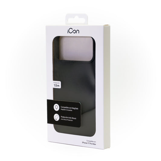 Estuche iCon Silicon con magsafe para iPhone 17 Pro Max - Negro