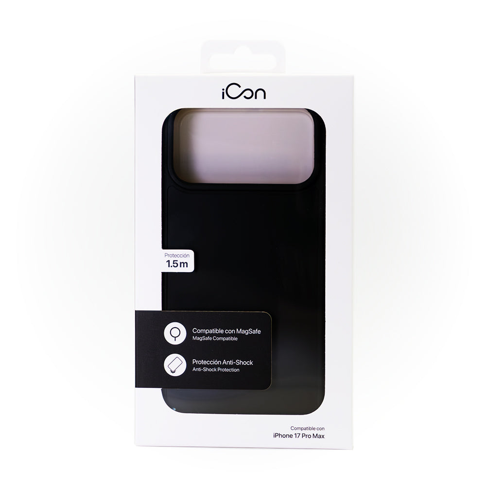 Estuche iCon Silicon con magsafe para iPhone 17 Pro Max - Negro