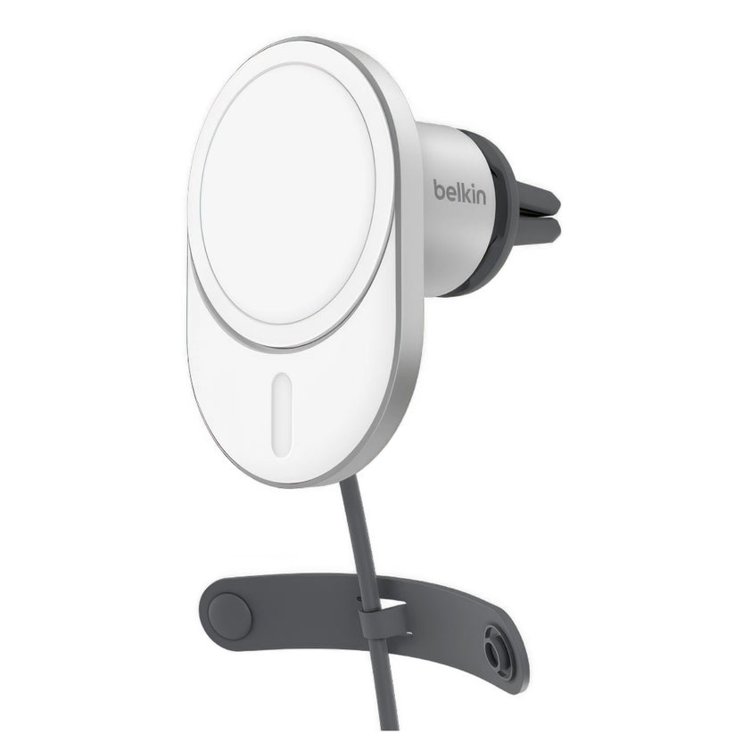 Cargador de Carro Belkin Wireless Vent Mount Pro 15W / Qi2 para iPhone - Blanco