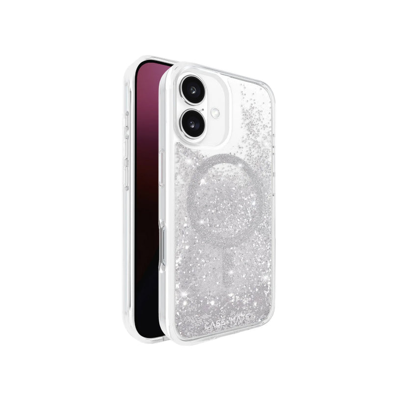 Estuche Case Mate Waterfall con magsafe para iPhone 16 - Plata