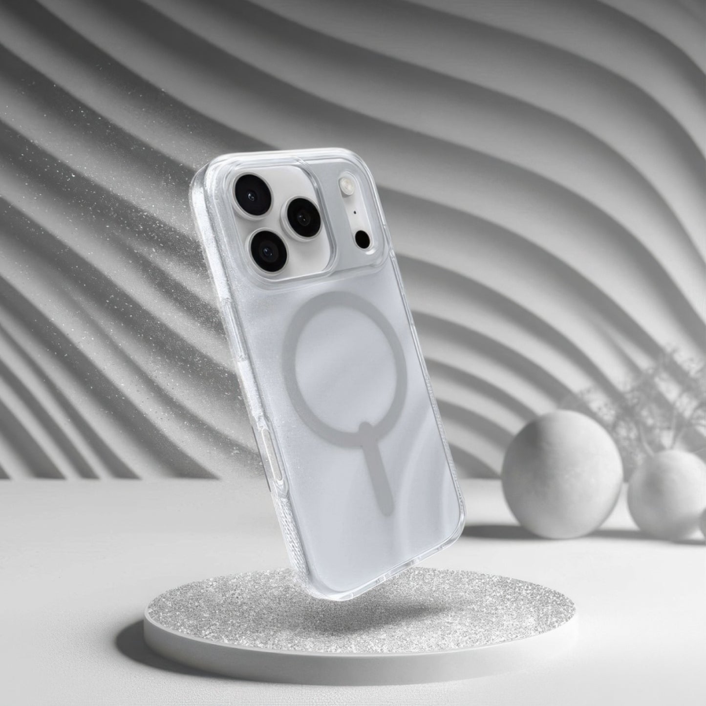 Estuche Zagg Milan Snap Glitter con magsafe para iPhone 17 Pro - Gris
