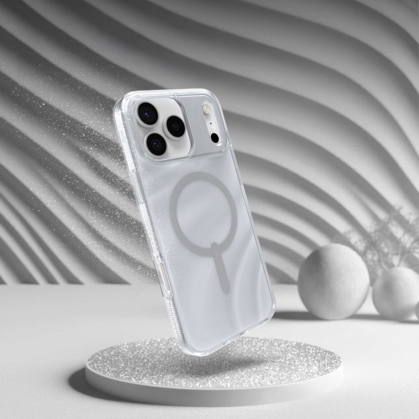 Estuche Zagg Milan Snap Glitter con magsafe para iPhone 17 Pro Max - Gris