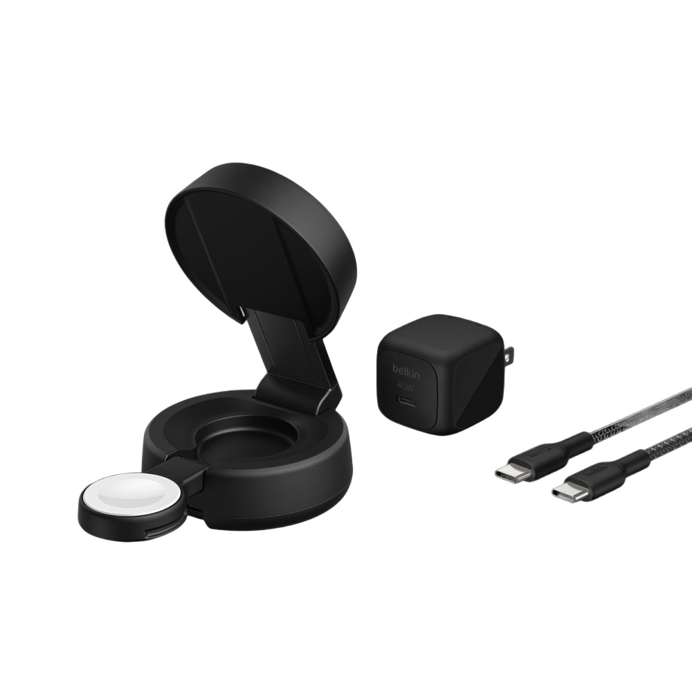 Base de carga Belkin Wireless 2 en 1 con Qi2 - Gris