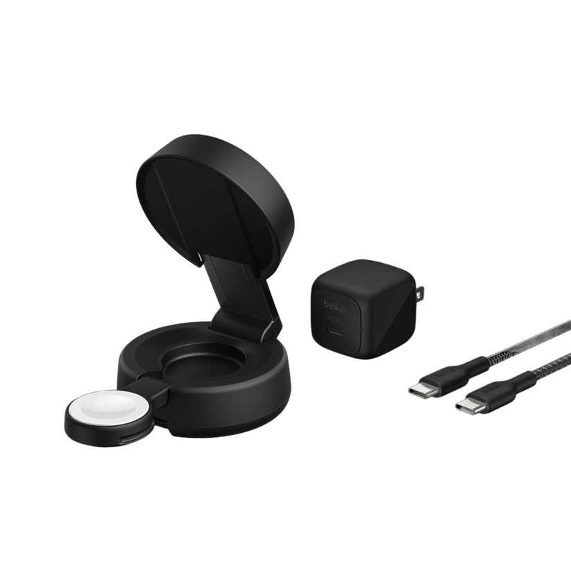 Base de carga Belkin Wireless 2 en 1 con Qi2 - Gris