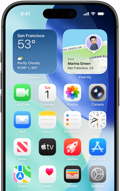 iPhone 17 Pro, frente, pantalla de inicio con varias apps