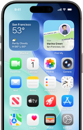 iPhone 17 Pro, frente, pantalla de inicio con varias apps