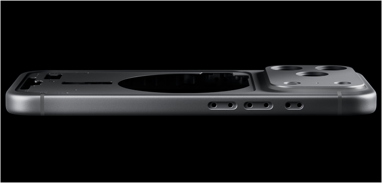 iPhone 17 Pro, parte posterior, estructura unibody de aluminio forjado