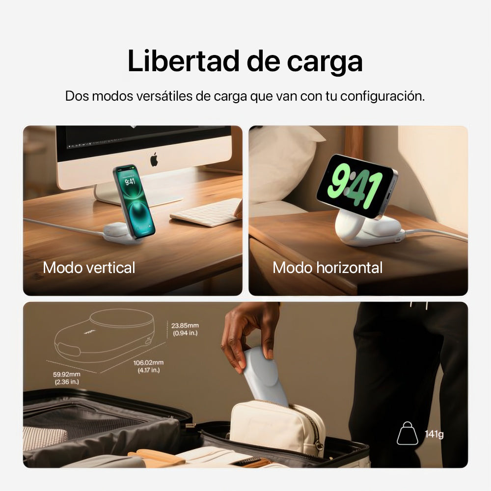 Base de carga Belkin Wireless 2 en 1 con Qi2 - Blanco