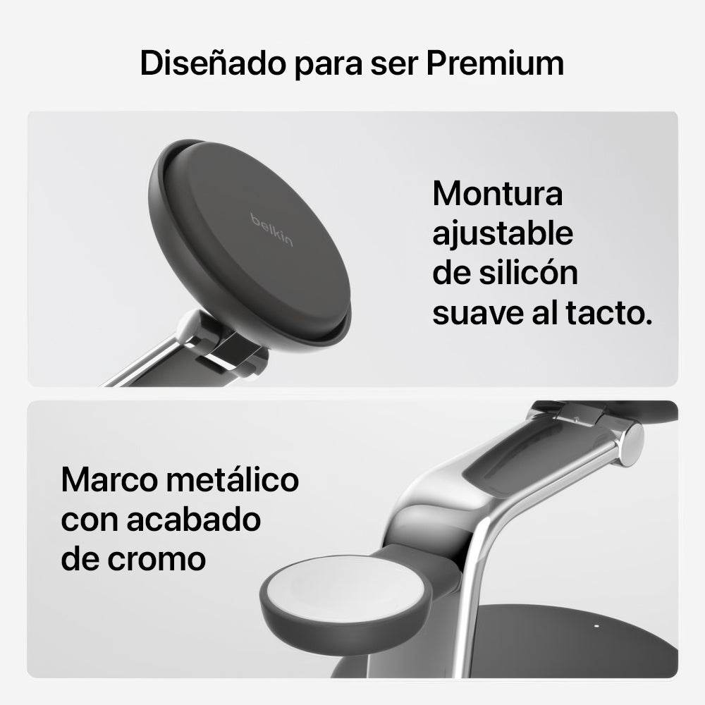 Base de carga Belkin Wireless 3 en 1 con Qi2 - Negro