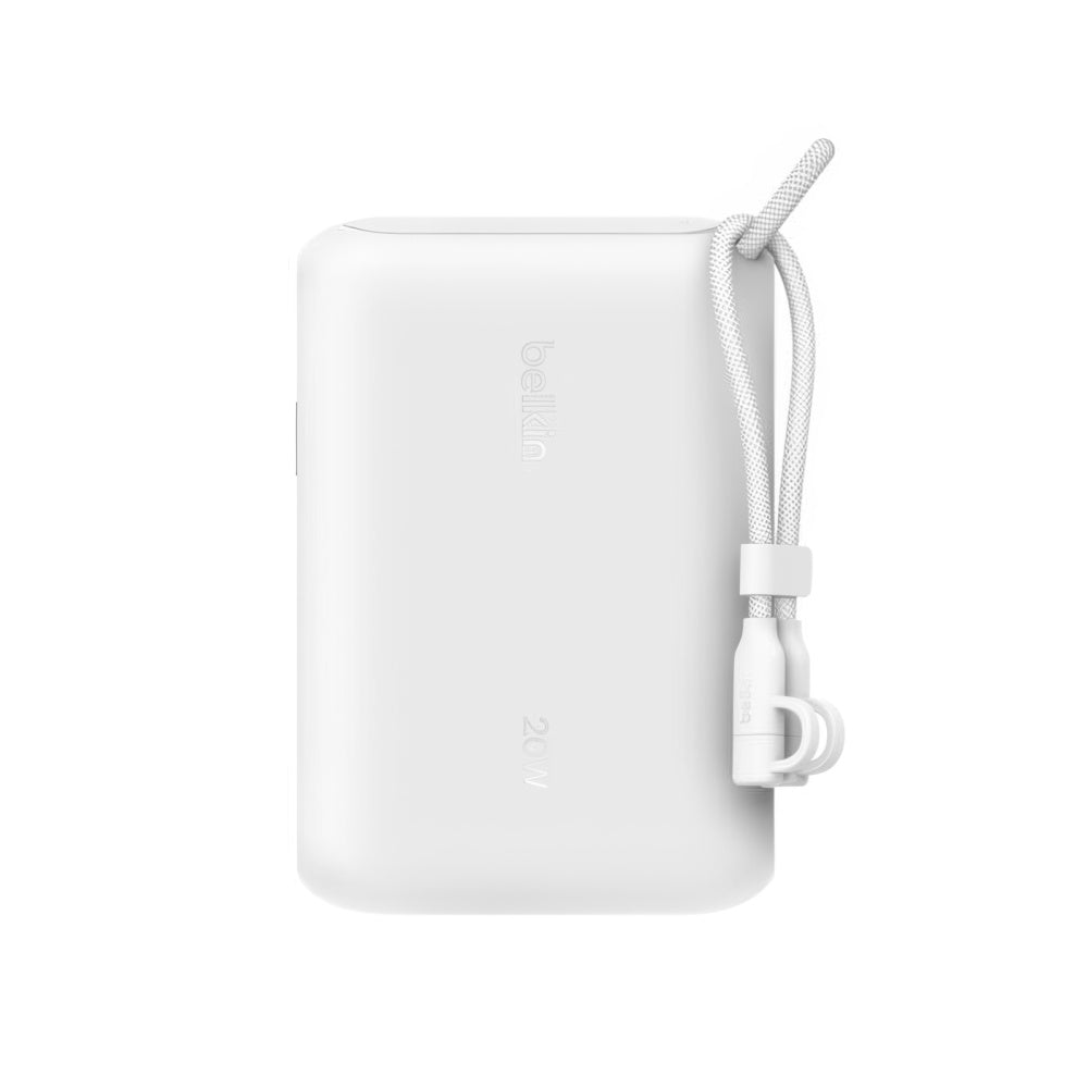 Batería Belkin portátil 10,000 mAh display con cable integrado - Blanco