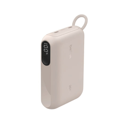 Batería Belkin portátil 10,000 mAh display con cable integrado - Beige