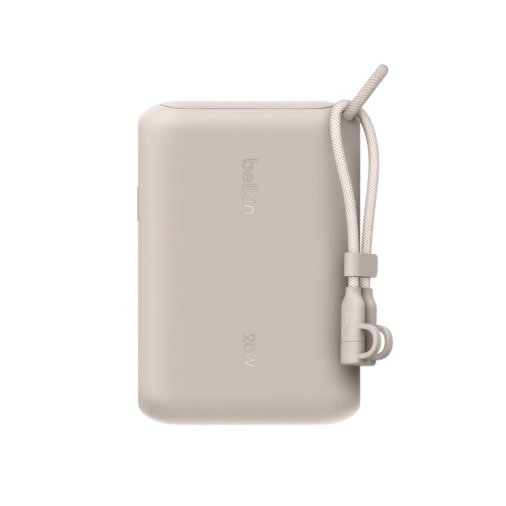 Batería Belkin portátil 10,000 mAh display con cable integrado - Beige