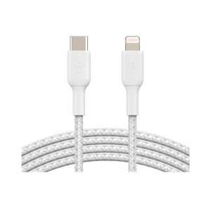 Cable Belkin Braided USB C A Lightning Blanco 1m 3 ICon
